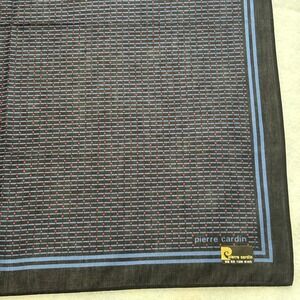 PIERRE CARDIN Scarf Handkerchief Geometric Dotted Cotton Black Accessory 18.5"